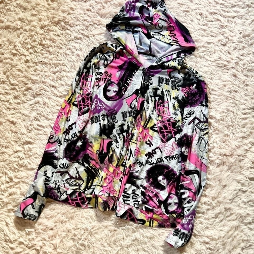 Urban Y2K Graffiti Feminist Grunge Punk Hiphop Zip Up Jacket Womens 1X Edgy Bold